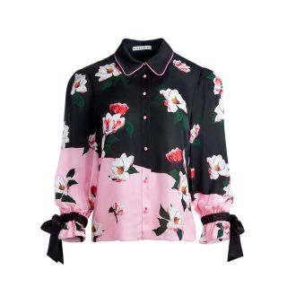 アリスアンドオリビア(Alice+Olivia)のsale❤️Alice olive2023新品　黒マルチカラー花柄　長袖ブラウス(シャツ/ブラウス(長袖/七分))