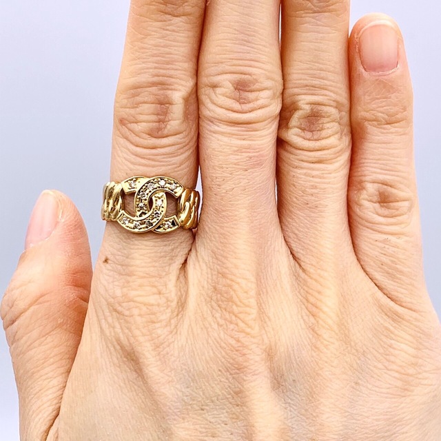 ✴︎極美品 K18 18金 0.13ct ダイヤ デザイン ゴールド リング-