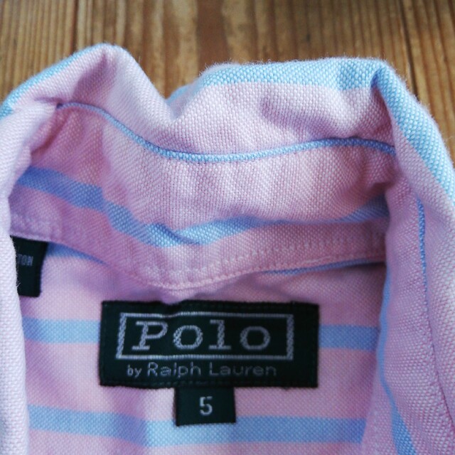 POLO RALPH LAUREN(ポロラルフローレン)の最終価格!ポロ ボーダー長袖シャツ ピンク系 キッズ/ベビー/マタニティのキッズ服女の子用(90cm~)(ブラウス)の商品写真