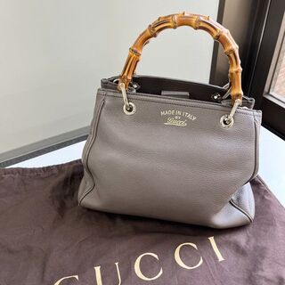 グッチ(Gucci)の値下げ交渉可㉚グッチ　バンブー　ショッパー　グレー　ハンドバッグ　保存袋付き(ハンドバッグ)