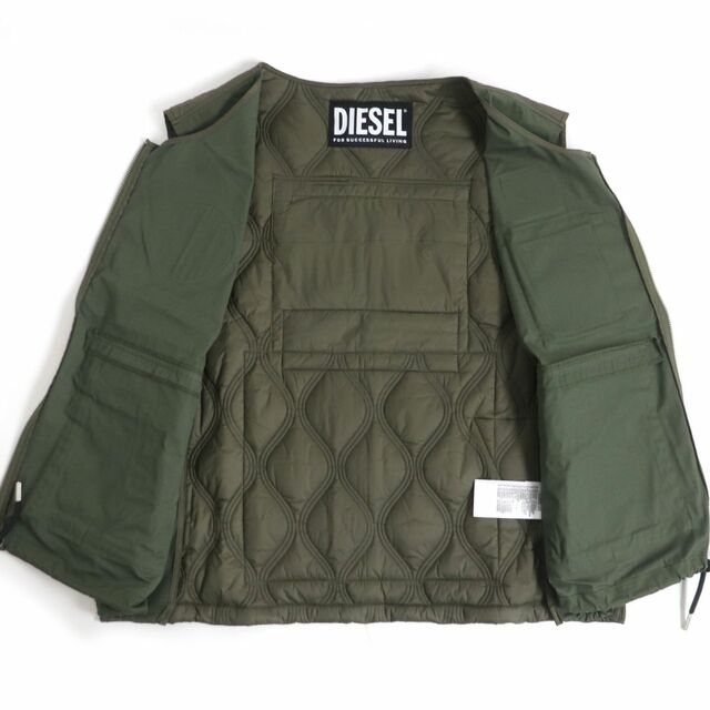 極美品□DIESEL/ディーゼル パッチワーク ジップアップ J-LUKI JACKET ミリタリーベスト/ユーティリティベスト/ジレ カーキ XL 正規品 2