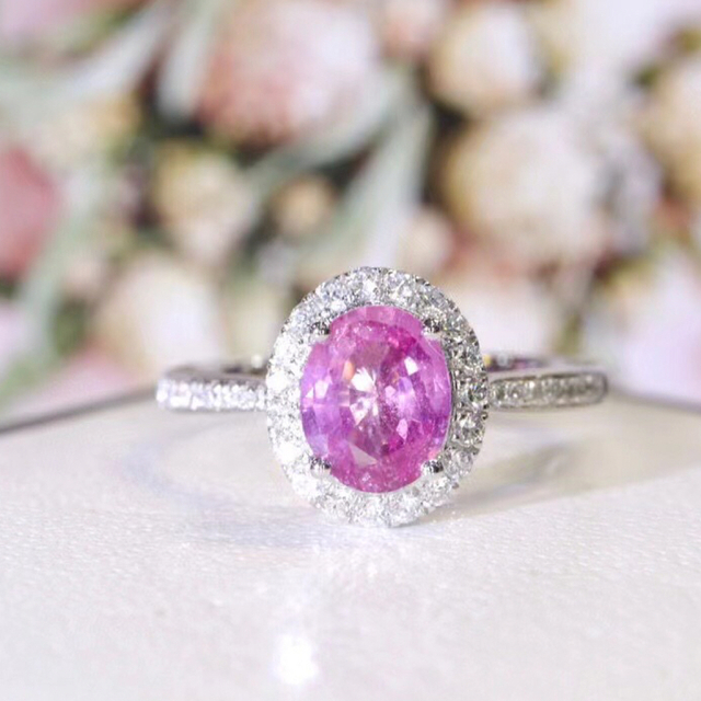 豪奢な 天然 f k18 リング1.13ct ダイヤ パパラチアサファイア リング