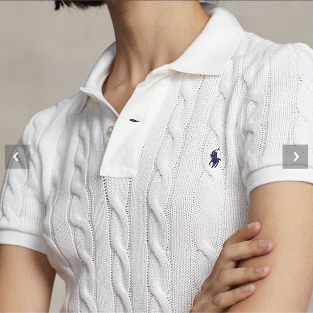 POLO RALPH LAUREN(ポロラルフローレン)の即決価格！スリム フィット ケーブルニット ポロシャツ レディースのトップス(ポロシャツ)の商品写真