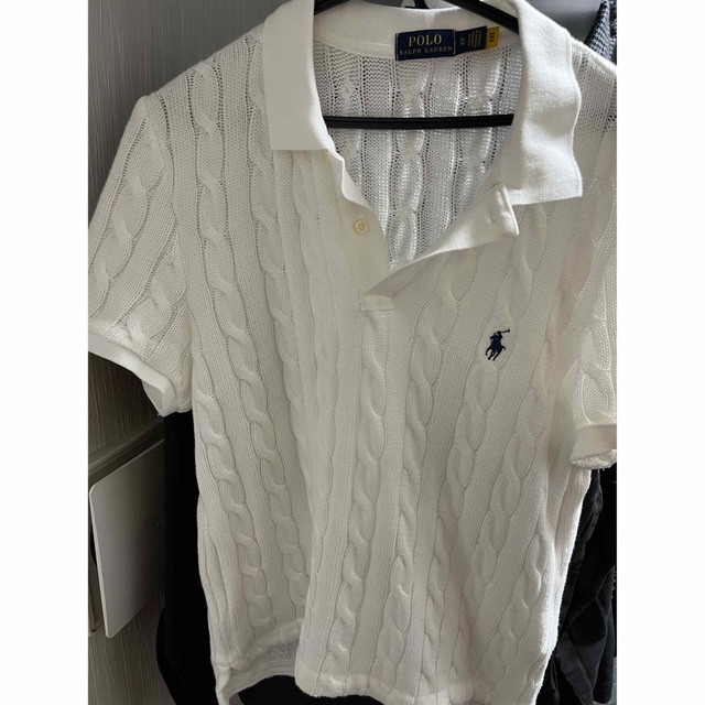 POLO RALPH LAUREN(ポロラルフローレン)の即決価格！スリム フィット ケーブルニット ポロシャツ レディースのトップス(ポロシャツ)の商品写真