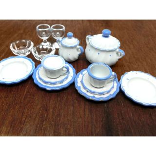 【bodo hennig】食器セット（白×青色ドット）(模型/プラモデル)