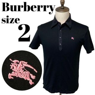 バーバリーブラックレーベル(BURBERRY BLACK LABEL)の【高級】BURBERRY 半袖 ポロシャツ チェック ホースロゴ 刺繍 ブラック(ポロシャツ)