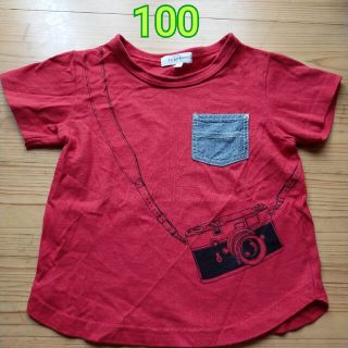 サンカンシオン(3can4on)の男の子半袖シャツ　サイズ100cm　赤　3can4on　ポケット付き　子ども服6(Tシャツ/カットソー)