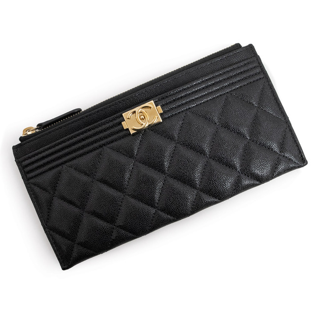 シャネル ボーイシャネル ポーチ マルチケース 財布 キャビアスキン レザー ブラック 黒 A81254 箱付 CHANEL(新品・未使用品) | フリマアプリ ラクマ
