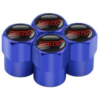 スバル - スバル STI タイヤバルブ エアーバルブ キャップ 青 (4個セット)