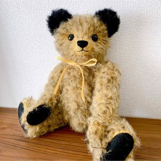 ハンドメイド モヘア テディベア♡イエローベージュxブラック 33cm(ぬいぐるみ)