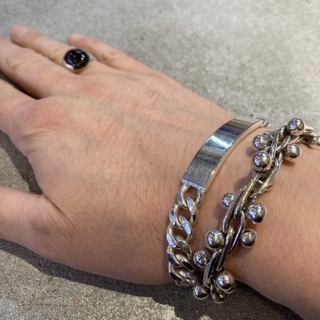 VINTAGE ヴィンテージ シルバー925 IDプレートチェーンブレスレットの