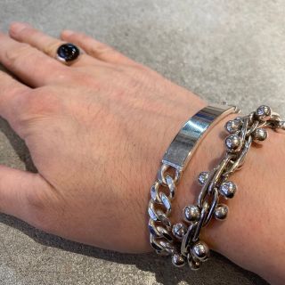VINTAGE ヴィンテージ シルバー925 IDプレートチェーンブレスレットの