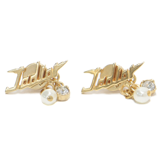 Dior(ディオール)のDior ディオール ピアス ゴールド ロゴ パール ビジュー jadior 両耳用 ハイブランド アクセサリー 【レディース】【中古】【美品】【K3736】 レディースのアクセサリー(ピアス)の商品写真