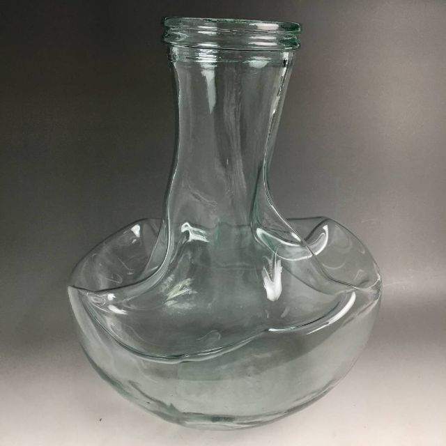 アンティーク 変形 気泡 ガラス 花瓶 オブジェ 花器 工芸ガラス アート 〇