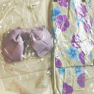 浴衣セット　紫の花模様(浴衣)