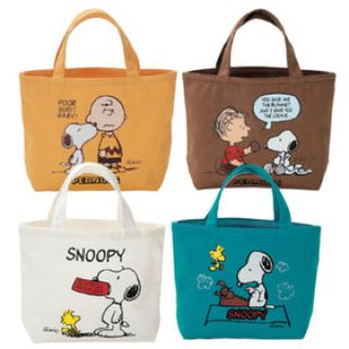 スヌーピー(SNOOPY)の茶色、青色、ランチバック(弁当用品)