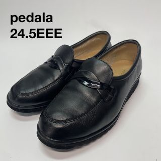 ペダラ(Pedala（asics）)のpedala 24.5EEE 本革　ブラック　ウォーキングシューズ　スニーカー(スニーカー)