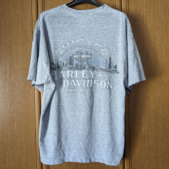 ゆうパケット対応 ハーレーダビッドソン HARLEY-DAVIDSON Tシャツ 半袖 ロゴ 両面プリント サイズ：XL ヘザーグレー   mellow ヘインズ Hanes BEEFY-T