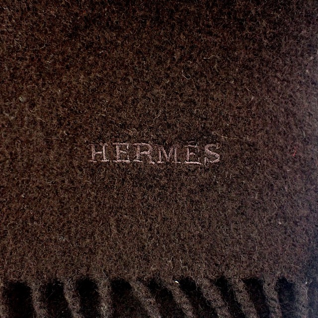 エルメス ブランケット ストール カシミヤ 60％ ウール 40% ダークブラウン こげ茶色 HERMES【質屋】 2