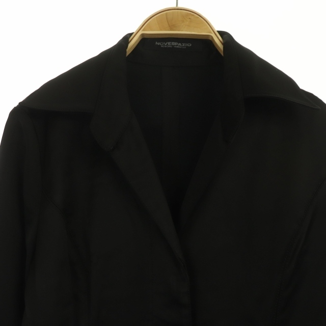 NOVESPAZIO(ノーベスパジオ)のノーベスパジオ サテンジャケット 七分袖 比翼仕立て ストレッチ 38 黒 レディースのジャケット/アウター(その他)の商品写真