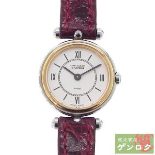 ヴァンクリーフアンドアーペル(Van Cleef & Arpels)の【中古】 ヴァンクリーフ＆アーペル 腕時計 422904 ステンレススチール/レザー ホワイト ワインレッド レディース クォーツ OH済 ラウンドフェイス アナログ Van Cleef & Arpels【質屋】(腕時計)