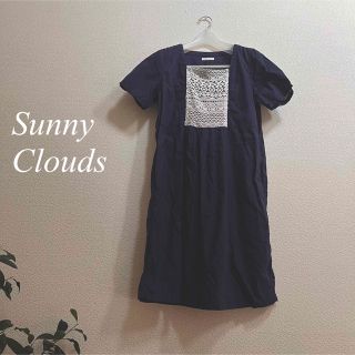 サニークラウズ(Sunny clouds（FELISSIMO）)のSunny Clouds * コットンワンピース　ネイビー(ひざ丈ワンピース)