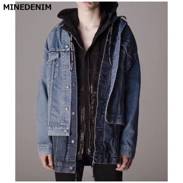 MINEDENIM マインデニム◆レイヤードロングデニムジャケット 1 ◆重ね着