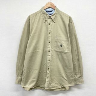 ノーティカ(NAUTICA)のUS古着 ノーティカ NAUTICA ボタンダウン シャツ 長袖 ロゴ 刺繍 サイズ：メンズ L ベージュ 【中古】(シャツ)