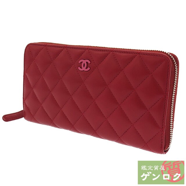 シャネル   長財布 マトラッセ    ラムスキン  レッドブランドシャネルCHANEL