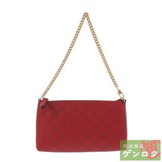 グッチ(Gucci)の【中古】 グッチ シマライン アクセサリーポーチ 428449 レッド　赤 ゴールド金具 長財布 チェーンウォレット GUCCI【質屋】(ポーチ)