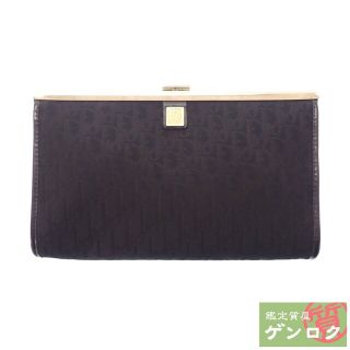 クリスチャンディオール(Christian Dior)の【中古】 クリスチャンディオール トロッター クラッチバッグ キャンバス ブラック　黒 ゴールド金具 ポーチ がま口  Christian Dior【質屋】(クラッチバッグ)