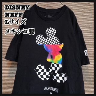 ネフ(Neff)の【ディズニー　ネフ】メキシコ製　半袖Tシャツ　ミッキー　チェッカー　袖ロゴ46(Tシャツ/カットソー(半袖/袖なし))