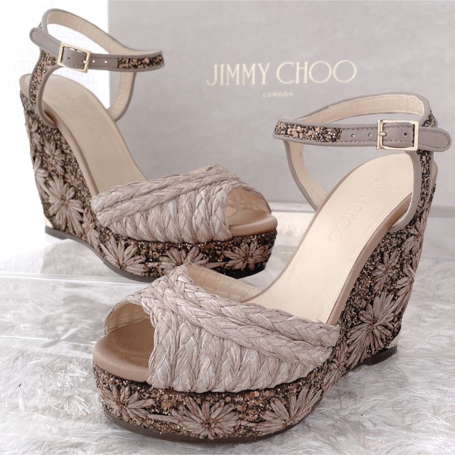 JIMMY CHOO(ジミーチュウ)のJIMMY CHOO ジミーチュー　ウェッジサンダル　パンプス　グリッター　美品 レディースの靴/シューズ(サンダル)の商品写真