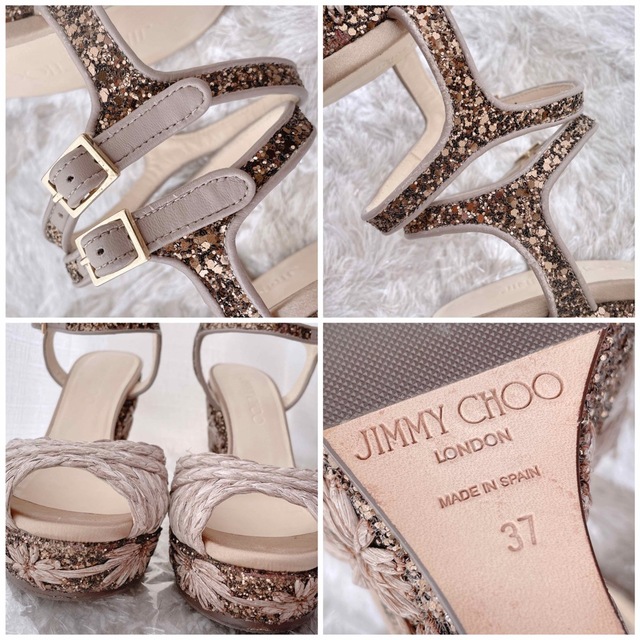 JIMMY CHOO(ジミーチュウ)のJIMMY CHOO ジミーチュー　ウェッジサンダル　パンプス　グリッター　美品 レディースの靴/シューズ(サンダル)の商品写真