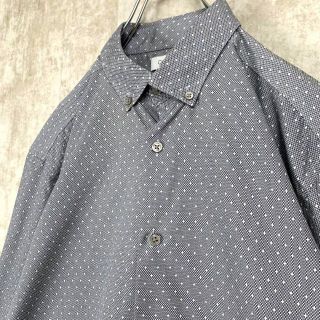 カルバンクライン(Calvin Klein)の古着 カルバンクライン ドット柄 ドットシャツ 長袖シャツ 白黒 グレー L(シャツ)