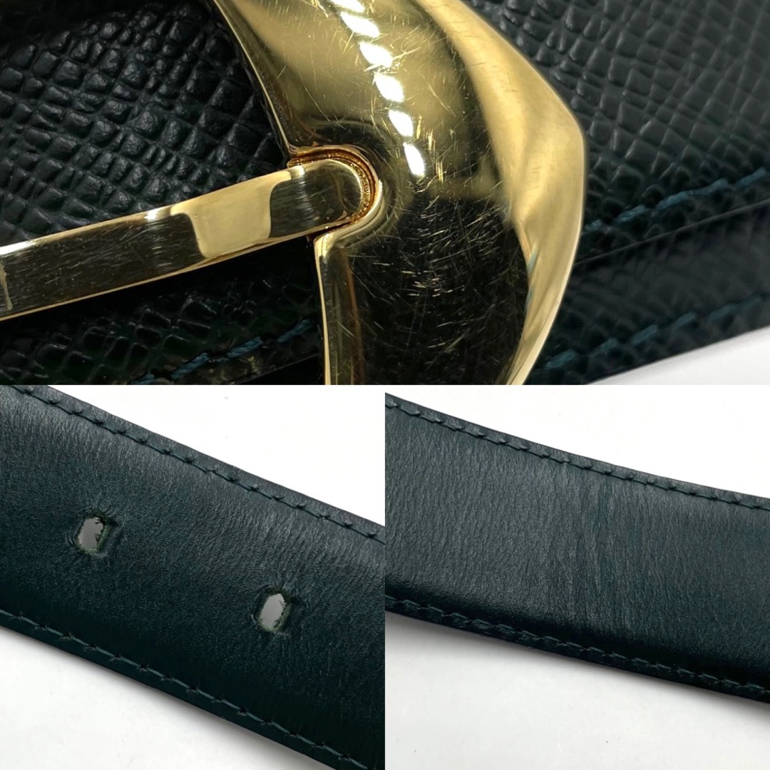 【値下げしました!】LOUIS VUITTON ルイヴィトン ベルト サンチュール クラシック シンプル 85/34 ファッションアイテム M6832 グリーン 緑 ゴールド金具 メンズ 定番【中古品】