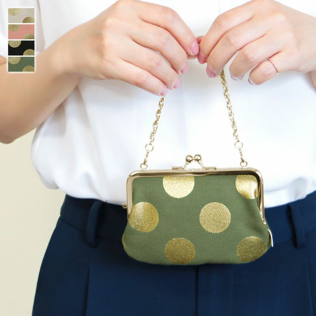 AYANOKOJI(アヤノコウジ)のあやの小路親子 AYANOKOJI チェーン付き手提げ ガマ口財布 ドット レディースのファッション小物(財布)の商品写真