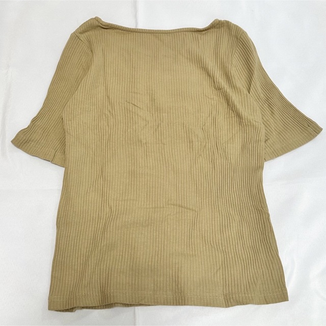 clear(クリア)のclear クリア 5分袖リブTシャツ ベージュ フリーサイズ レディースのトップス(Tシャツ(半袖/袖なし))の商品写真