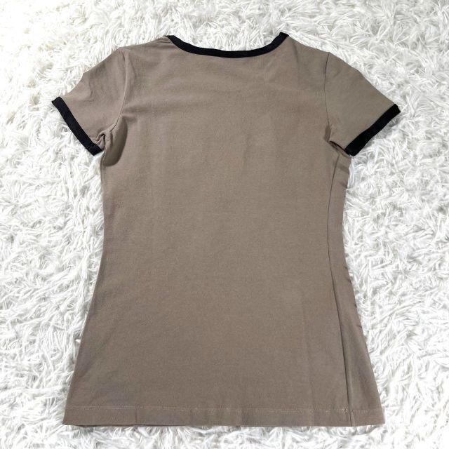 FENDI(フェンディ)の【極美品】FENDI フェンディ　ヴィンテージ　ロゴ入り半袖リンガーTシャツ レディースのトップス(Tシャツ(半袖/袖なし))の商品写真