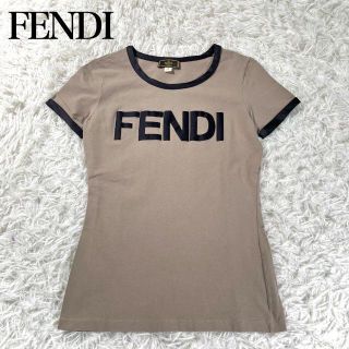 フェンディ(FENDI)の【極美品】FENDI フェンディ　ヴィンテージ　ロゴ入り半袖リンガーTシャツ(Tシャツ(半袖/袖なし))