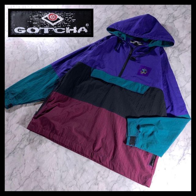 00s GOTCHA ナイロン アノラック ハーフジップ 紫 緑 y2k - ナイロン