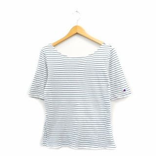 チャンピオン(Champion)のチャンピオン カットソー Tシャツ 五分袖 コットン ボーダー M ブラック 黒(その他)