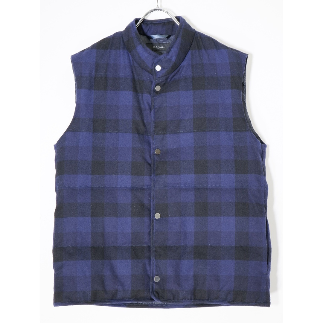 PAUL SMITH LONDONポールスミス ロンドン BLOCK CHECK WOOL DOWN VEST 高級フランス産ダウン使用 チェック柄ウールダウンベスト【M】【MJKA69610】