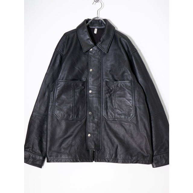 CCUシーシーユー COVERALL SHIRT (SHEEP SKIN / BLACK)レザーカバーオールシャツジャケット【2】【MJKA69607】 メンズのジャケット/アウター(その他)の商品写真