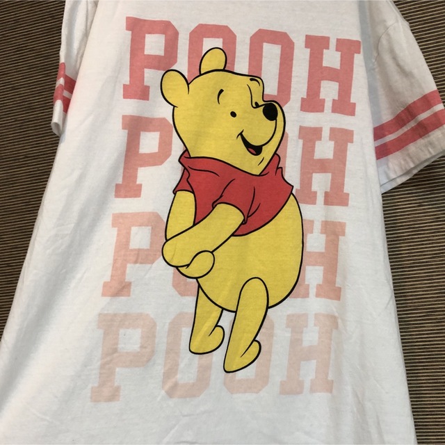 Disney(ディズニー)の【ディズニー】半袖Tシャツ　プーさん　クマ　ワンピース　トリム　ピンク46 レディースのトップス(Tシャツ(半袖/袖なし))の商品写真