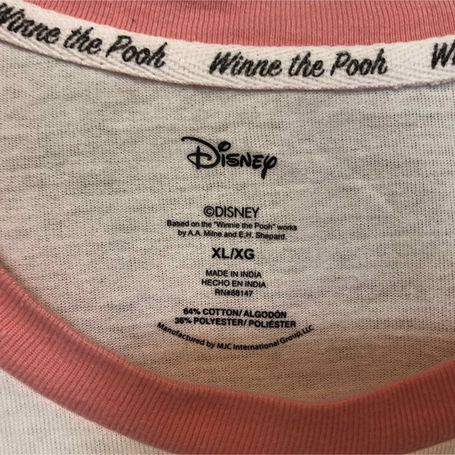 Disney(ディズニー)の【ディズニー】半袖Tシャツ　プーさん　クマ　ワンピース　トリム　ピンク46 レディースのトップス(Tシャツ(半袖/袖なし))の商品写真