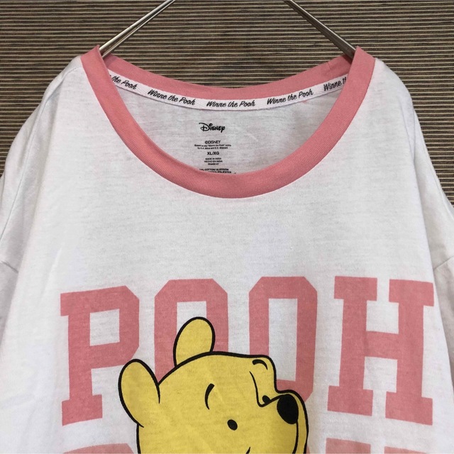 Disney(ディズニー)の【ディズニー】半袖Tシャツ　プーさん　クマ　ワンピース　トリム　ピンク46 レディースのトップス(Tシャツ(半袖/袖なし))の商品写真