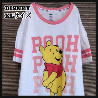 ディズニー(Disney)の【ディズニー】半袖Tシャツ　プーさん　クマ　ワンピース　トリム　ピンク46(Tシャツ(半袖/袖なし))