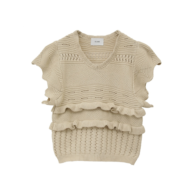 CLANE(クラネ)のCLANE CROCHET FRILL KNIT TOPS レディースのトップス(ニット/セーター)の商品写真