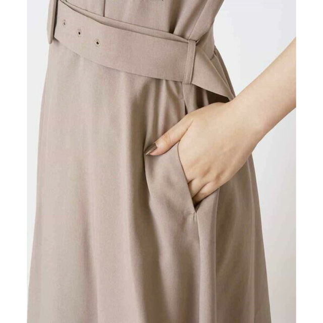 新品✨タグ付き♪麻素材 上品なワンピース サイズ36 ネイビー - その他